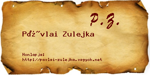 Pávlai Zulejka névjegykártya